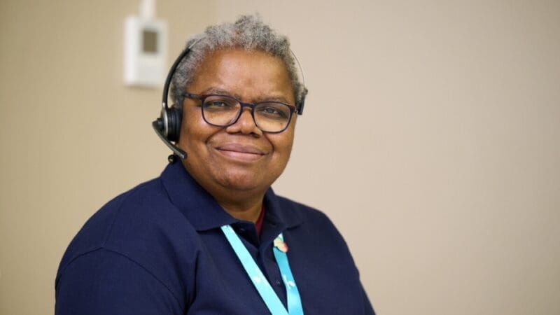 Mutsai Hove Bird, Admiral Nurse, takes part in a clinical photo shoot on location at the St Luke's Community Center in London in January 2025. These photos were taken for the Dementia UK photo library.